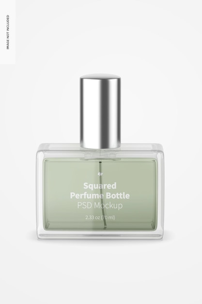 Squared Perfume Bottle Mockup, Front View