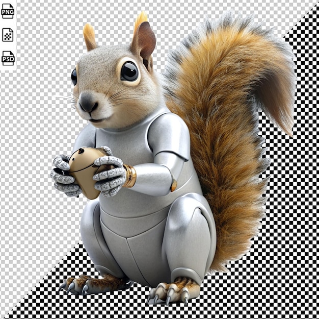 squirrel robot on transparent background