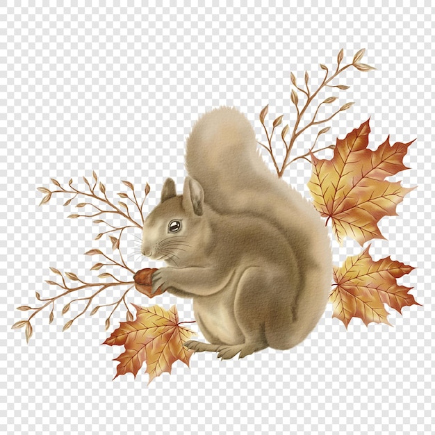 Squirrel Rustic Fall Autumn PNG Clipart Elements