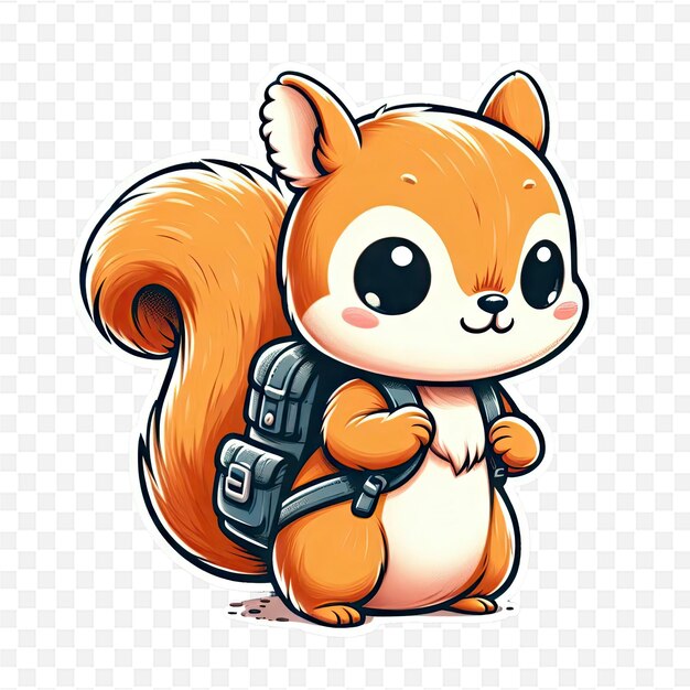 a squirrel with a backpack that says squirrel on it