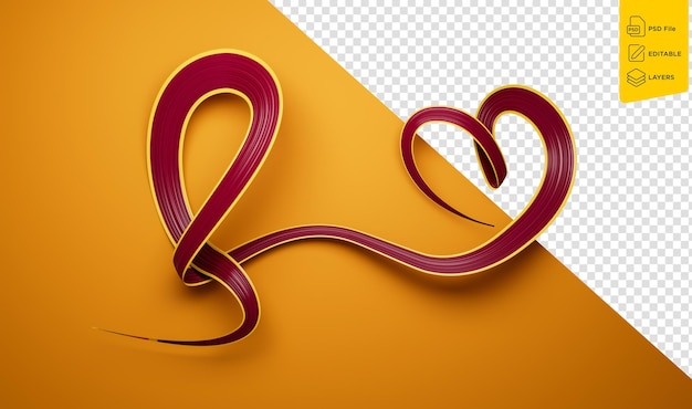 PSD sri lanka flag making heart shape independence day template design 3d illustration