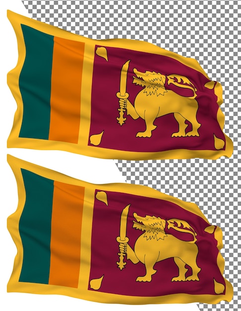 PSD sri lanka flag wave isolated plain bump texture transparent background 3d rendering