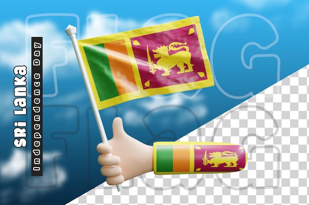 Sri Lanka waving flag on holding hand or Sri Lanka flag on holding hand