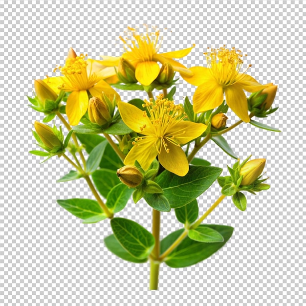 St john s wort plant yellow flowers isolated on transparent background