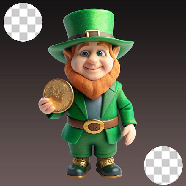 St Patrick d cartoon Holding Glass on transparent background