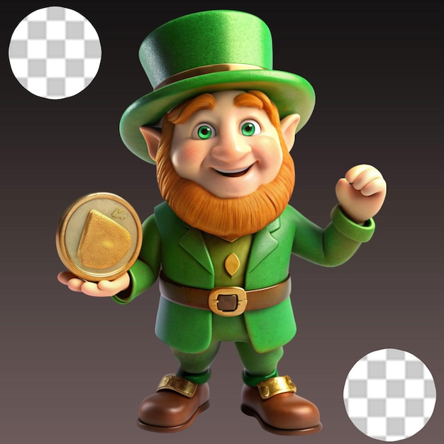 St Patrick d cartoon Holding Glass on transparent background