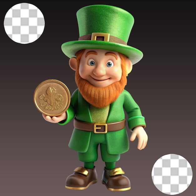 St Patrick d cartoon Holding Glass on transparent background