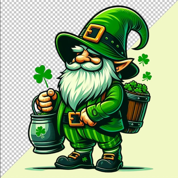 St Patrick Day Green Gnome Transparent Background