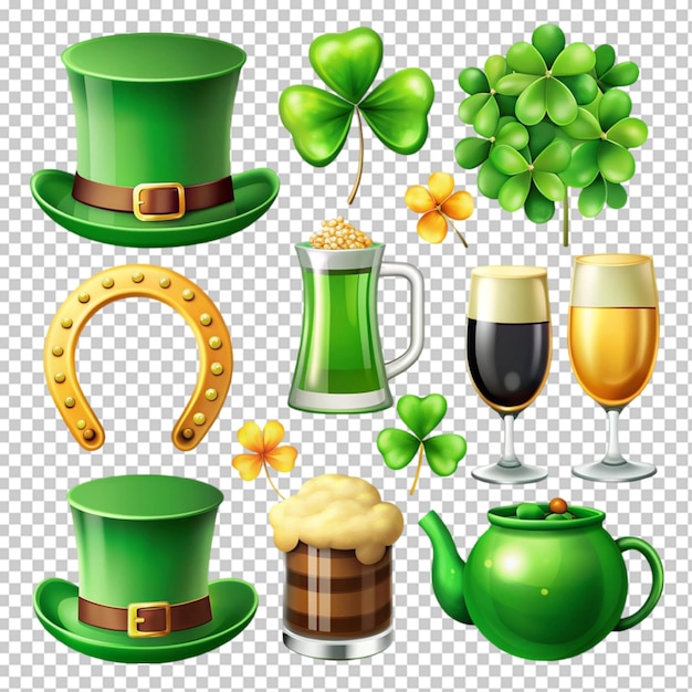 PSD st patricks day elements set isolated