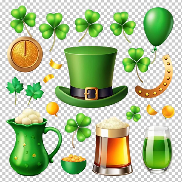 PSD st patricks day elements set isolated