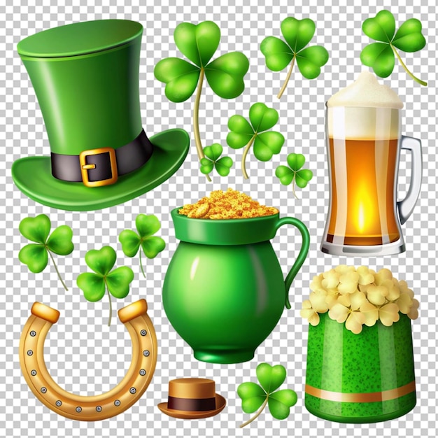 PSD st patricks day elements set isolated