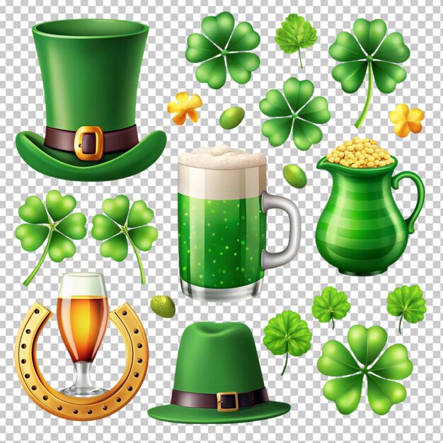 PSD st patricks day elements set isolated