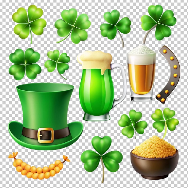 PSD st patricks day elements set isolated