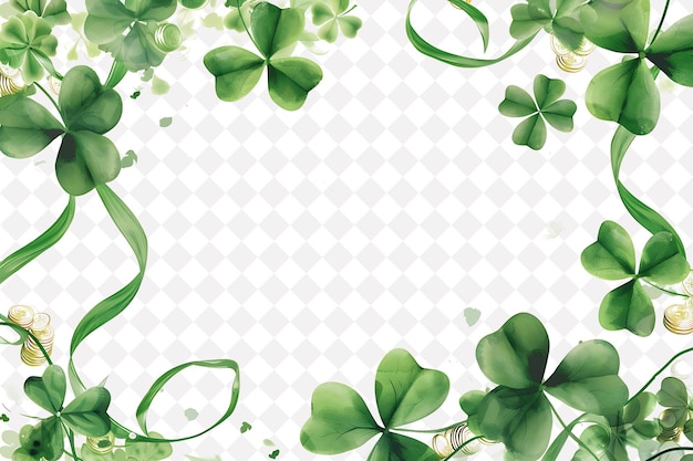 PSD st patricks day shamrock frame with green ribbon and gold c png creative background design