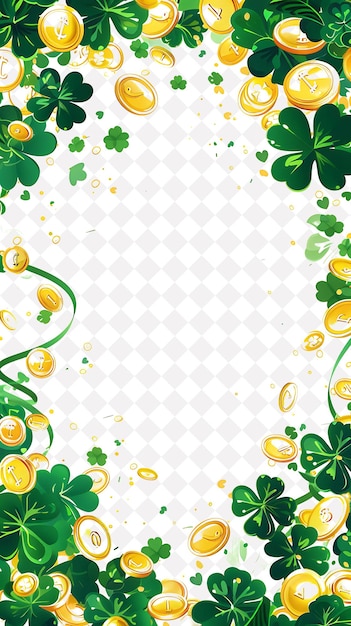 PSD st patricks day shamrock frame with green ribbon and gold c png creative background design