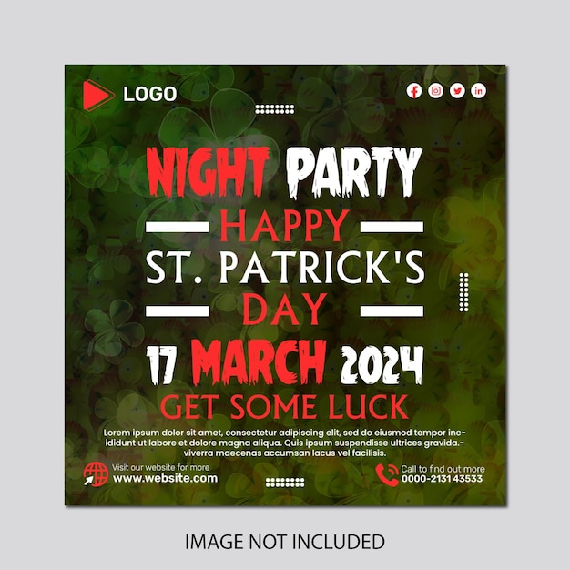 St patricks party social media banner flyer design template