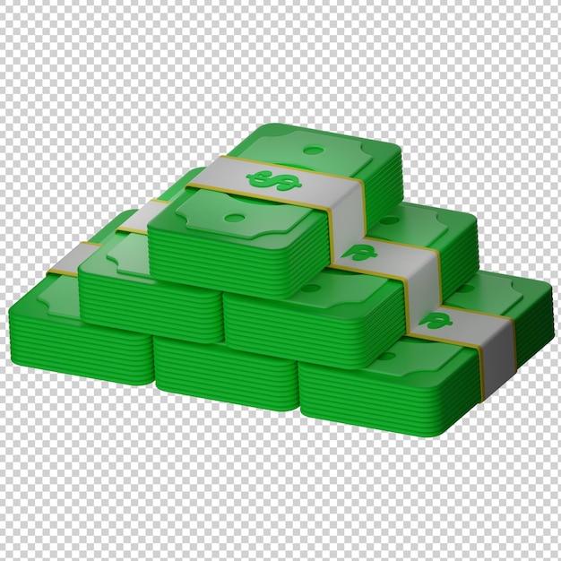 Stack banknote dollar money 3d illustration