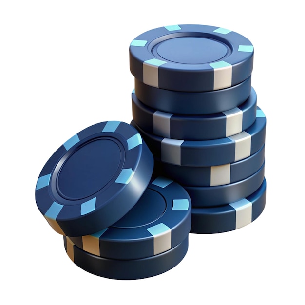 PSD a stack of blue and silver poker chips