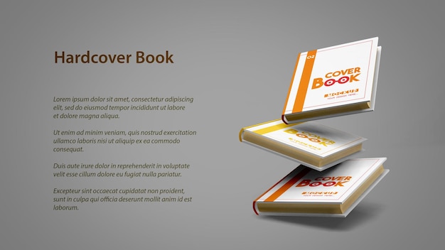 PSD stack of book hardcover mockup with blank space