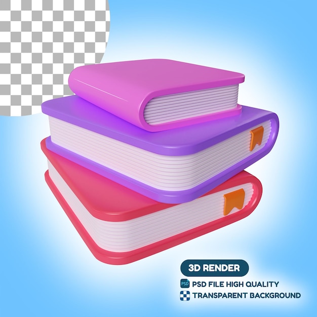 Stack of Books 3D Render Illustration