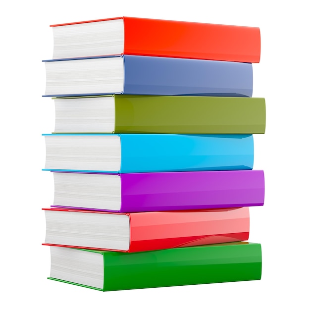 PSD stack of books 3d rendering isolated on transparent background