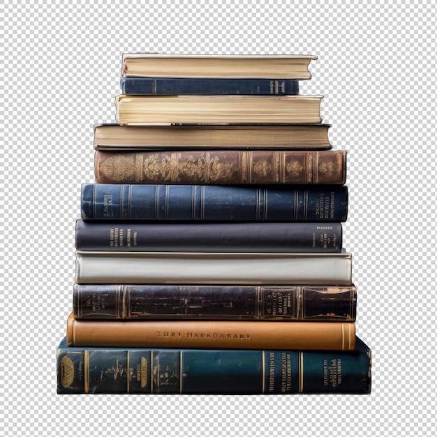 Stack of books isolated on transparent background