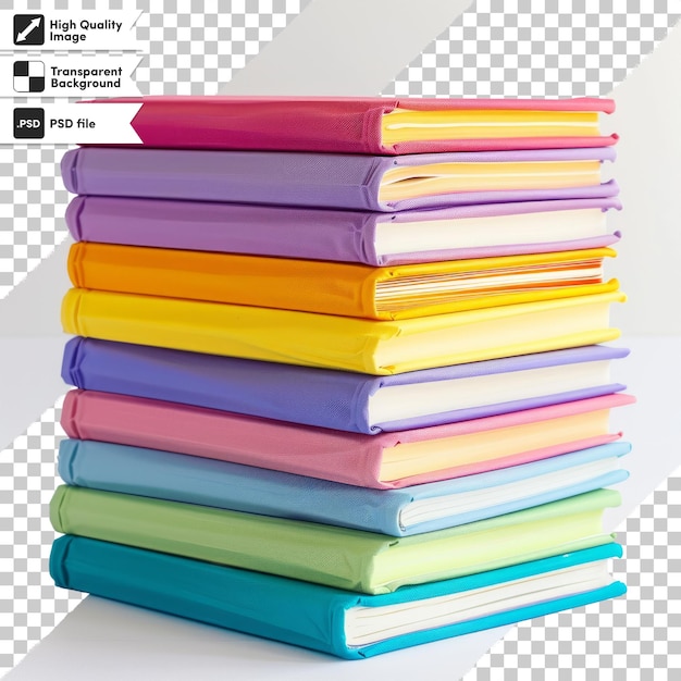 a stack of books with a picture of a rainbow colored book on it