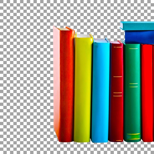 a stack of books with a yellow and red one that says the word on the bottom