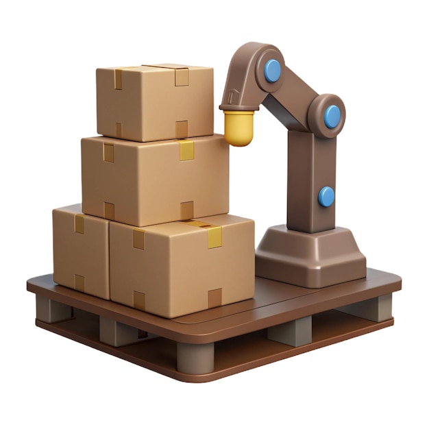 a stack of boxes with a robot on top of them