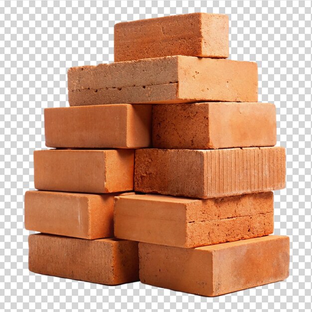 PSD stack of bricks isolated on transparent background