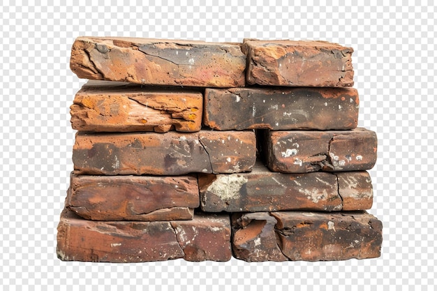 PSD stack of bricks isolated on transparent background