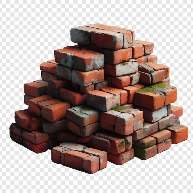 PSD stack of bricks isolated on transparent background