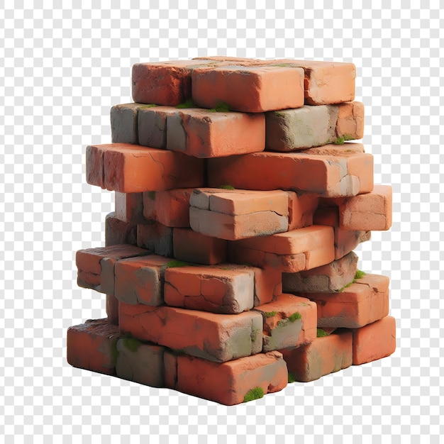 PSD stack of bricks isolated on transparent background