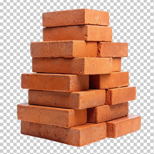 PSD stack of bricks on transparent background