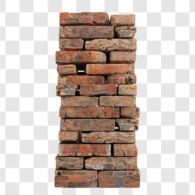 PSD stack of bricks wall on white background render ultra