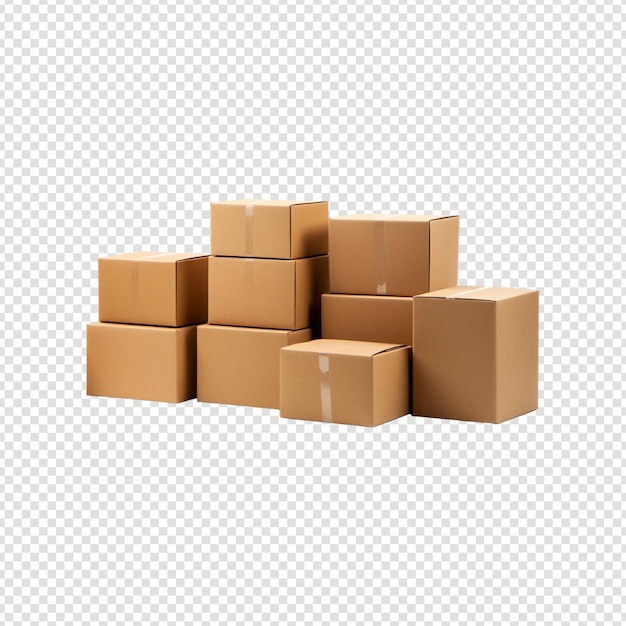 stack of cardboard boxes isolated transparent background