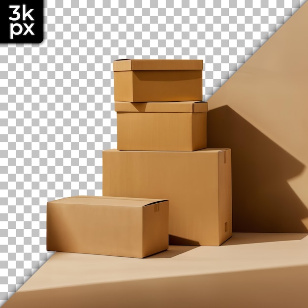 a stack of cardboard boxes with a black x on it