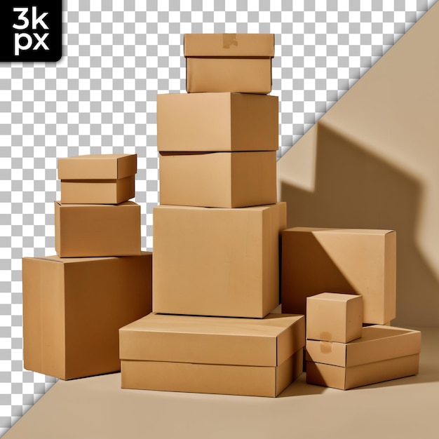 PSD a stack of cardboard boxes with the letters x and px on it