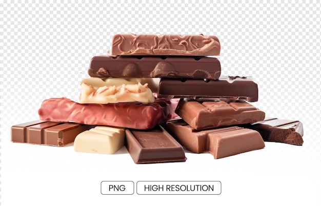 A stack of chocolate bars with different flavors