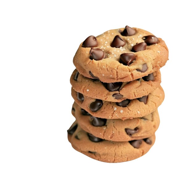 PSD a stack of chocolate chip cookies isolated on a white background