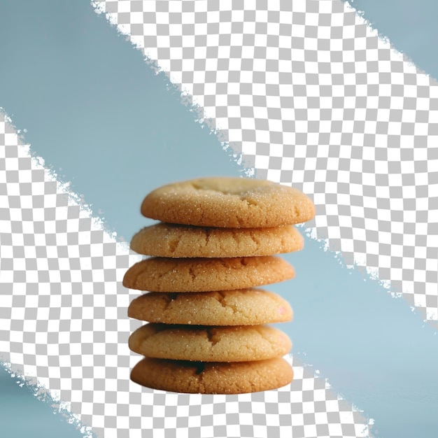 PSD a stack of chocolate cookies with a blue background with a white background