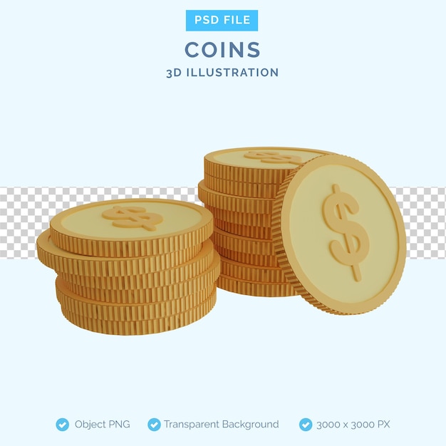 A stack of coins 3d illustration