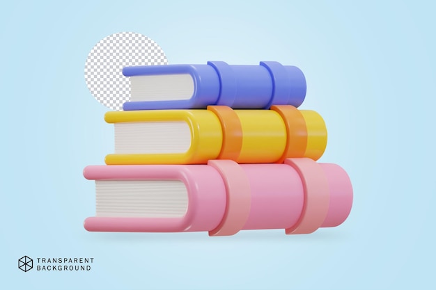 stack of colorful books education 3d icon