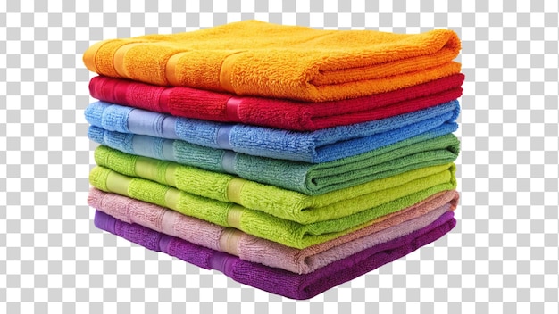 Stack of colorful towels isolated on Transparent background