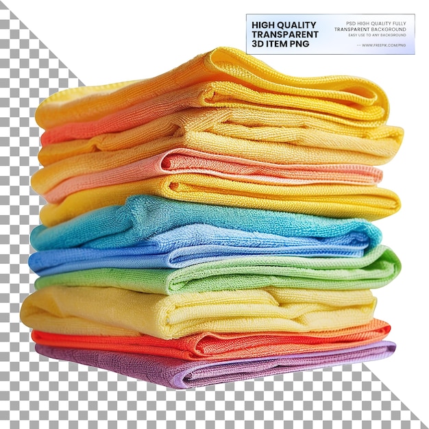 a stack of colorful towels with the word high on them