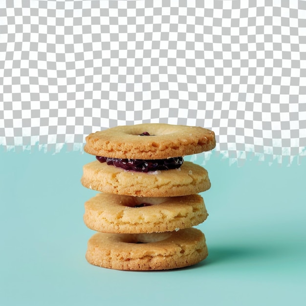 a stack of cookies with a blueberry jam on top