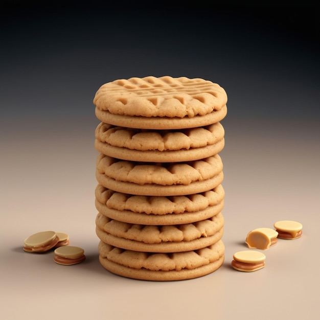 a stack of cookies with a cookie in the middle