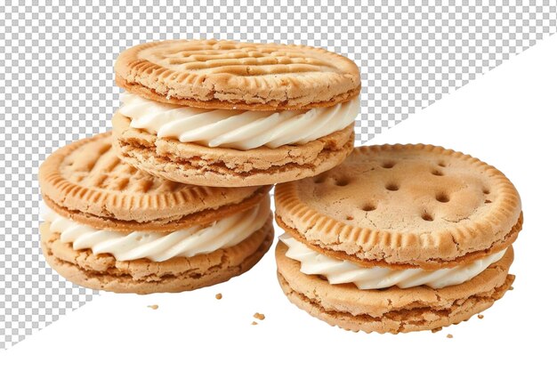 a stack of cookies with ice cream and a cookie on it