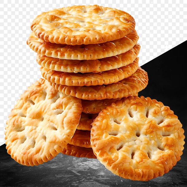 a stack of crackers with a white background with a black background