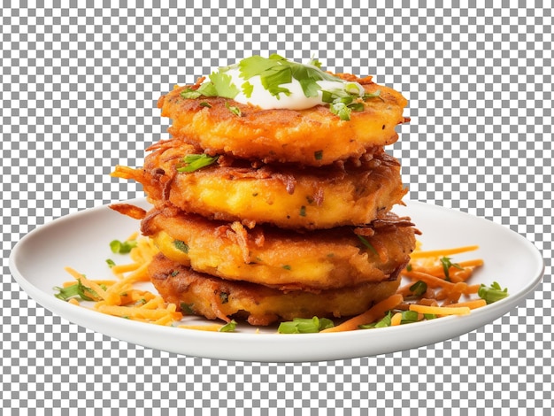 Stack of crispy fried aloo Tikki isolated on transparent background